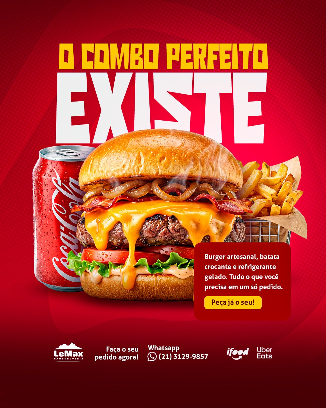 Arte de social media 1 — Le Max Hamburgueria